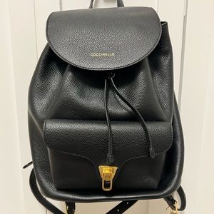 COCCINELLE Beat Soft Black Leather Draw-string Backpack
